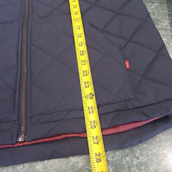 Levi's Jacket Mens LG Diamond Quilted Lightweight Navy Barn Trucker Work Jacket - Picture 9 of 14